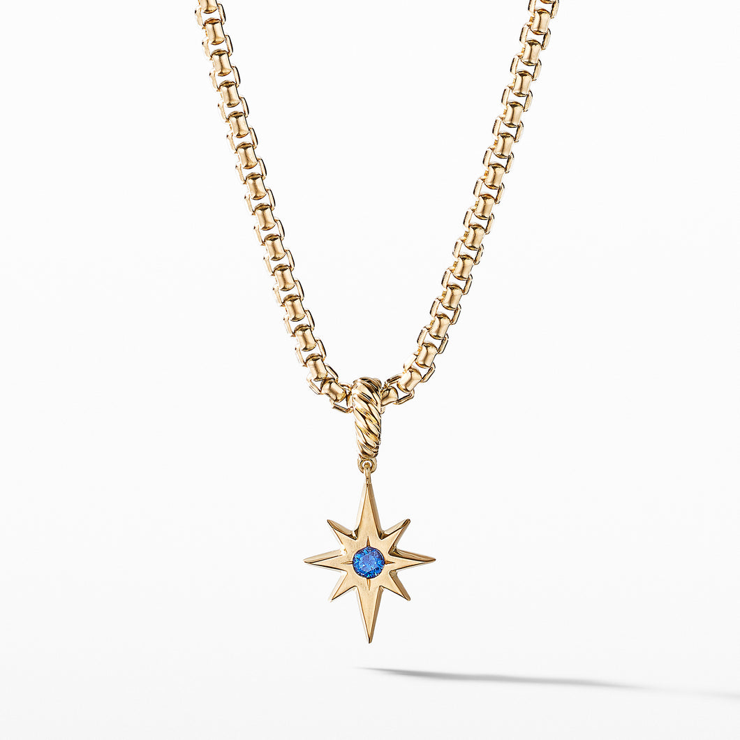 North Star Birthstone Amulet in 18K Yellow Gold with Sapphire