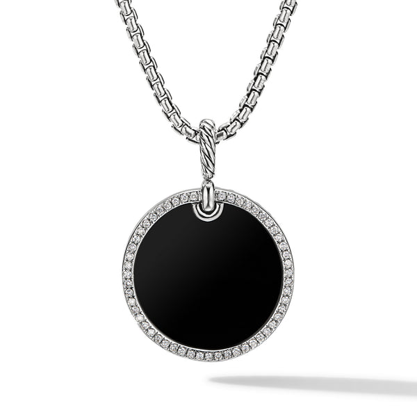 DY Elements Disc Pendant with Black Onyx and Pave© Diamond Rim