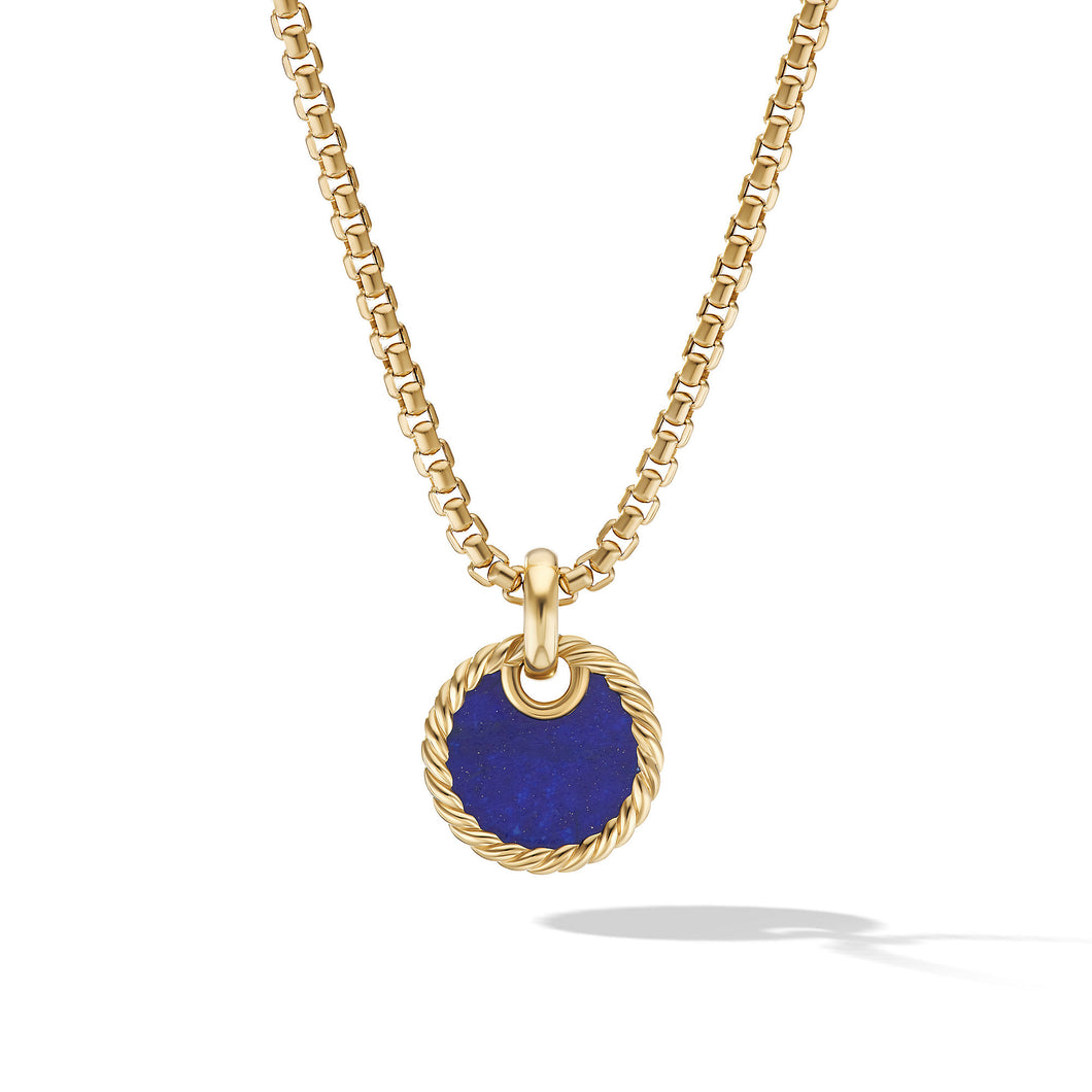 DY Elements Disc Pendant in 18K Yellow Gold with Lapis