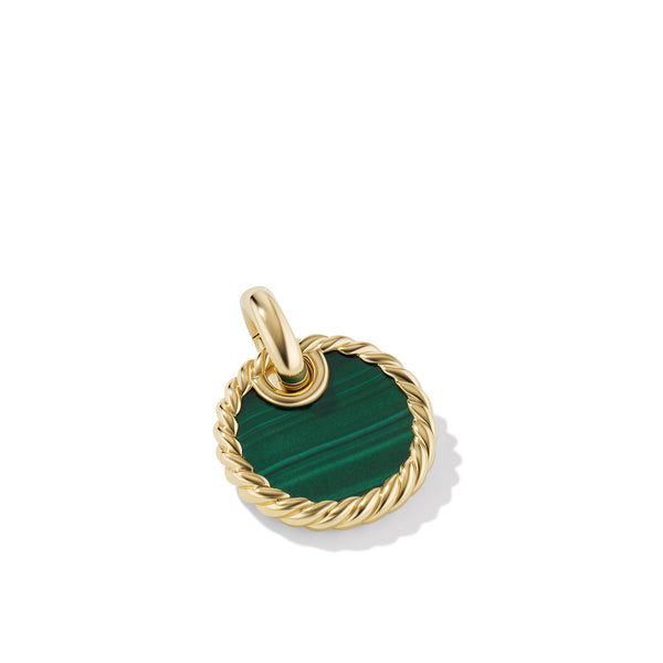 DY Elements Disc Pendant in 18K Yellow Gold with Malachite