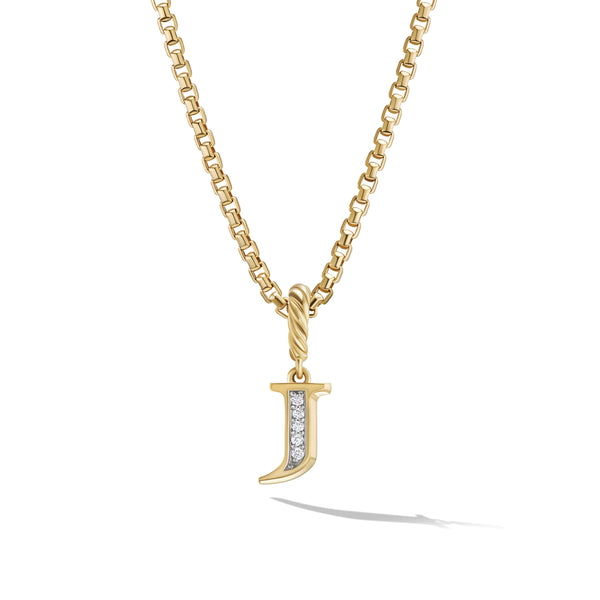Pave© J Initial Pendant in 18K Yellow Gold with Diamonds
