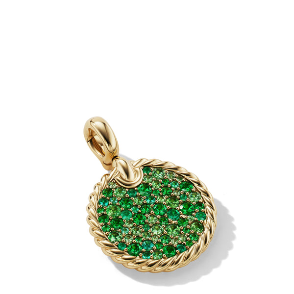 DY Elements Earth Pendant in 18K Yellow Gold with Pave© Tsavorite and Emeralds