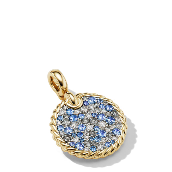 DY Elements Air Pendant in 18K Yellow Gold with Pave© Diamonds and Blue Sapphires