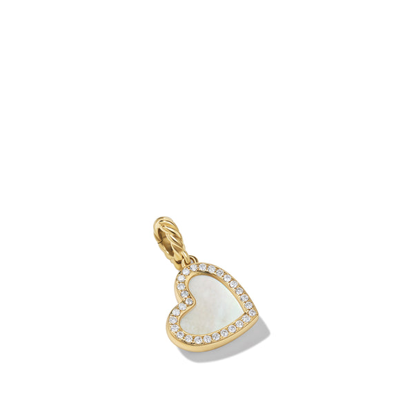 DY Elements Heart Pendant in 18K Yellow Gold with Mother of Pearl and Pave© Diamonds