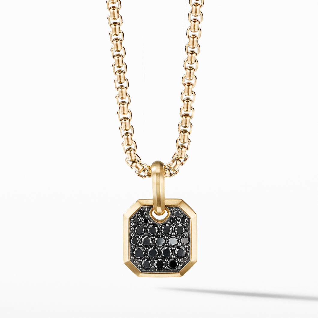 Roman Amulet in 18K Yellow Gold with Pave© Black Diamonds