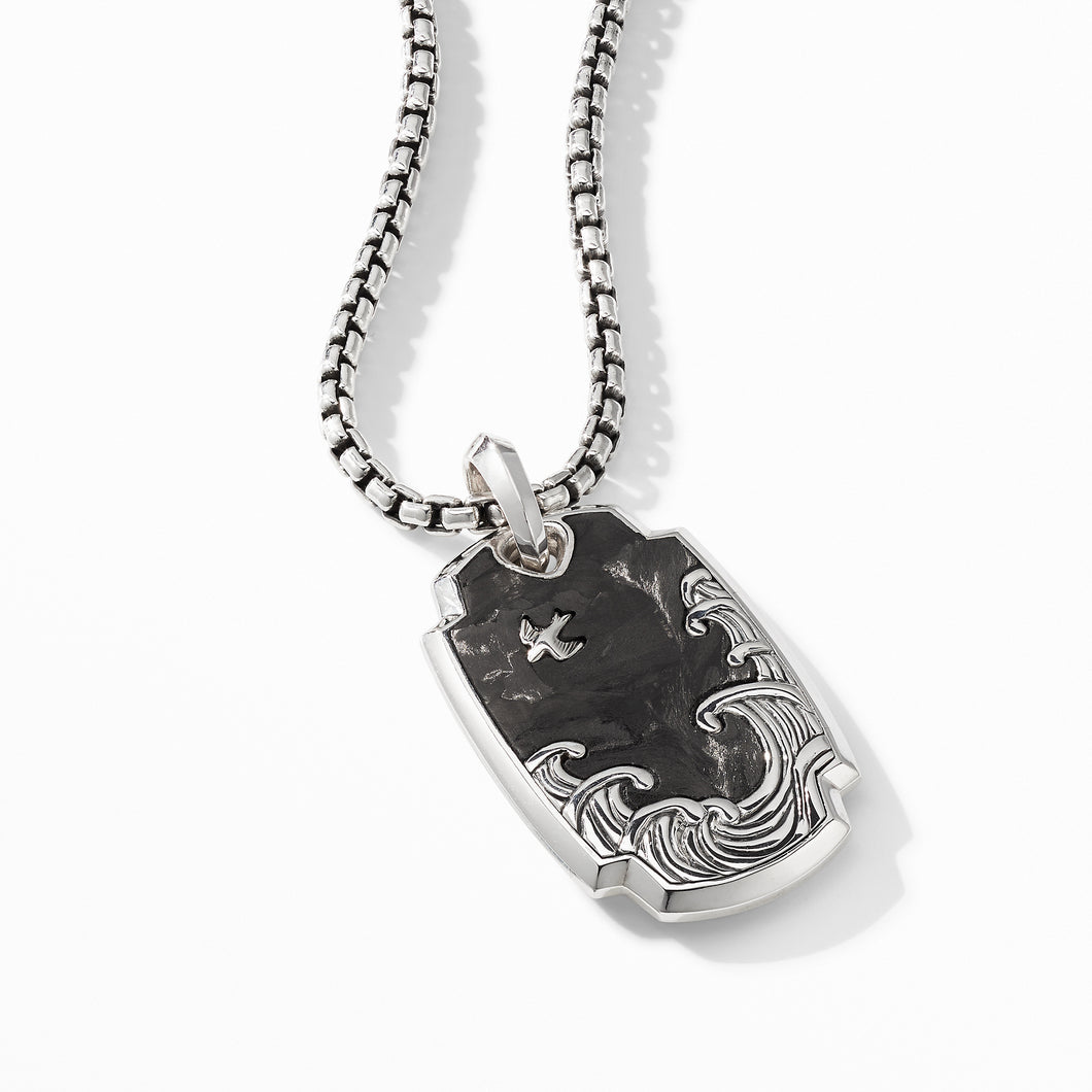 Waves Pendant with Forged Carbon