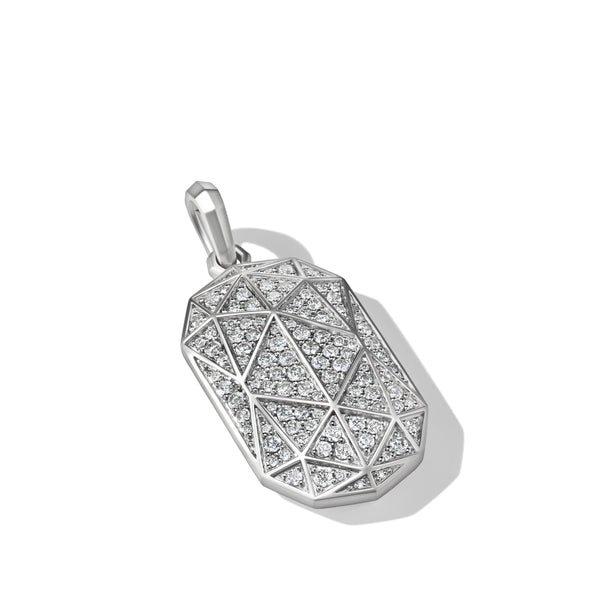 Torqued Faceted Amulet in Sterling Silver with Pave© Diamonds