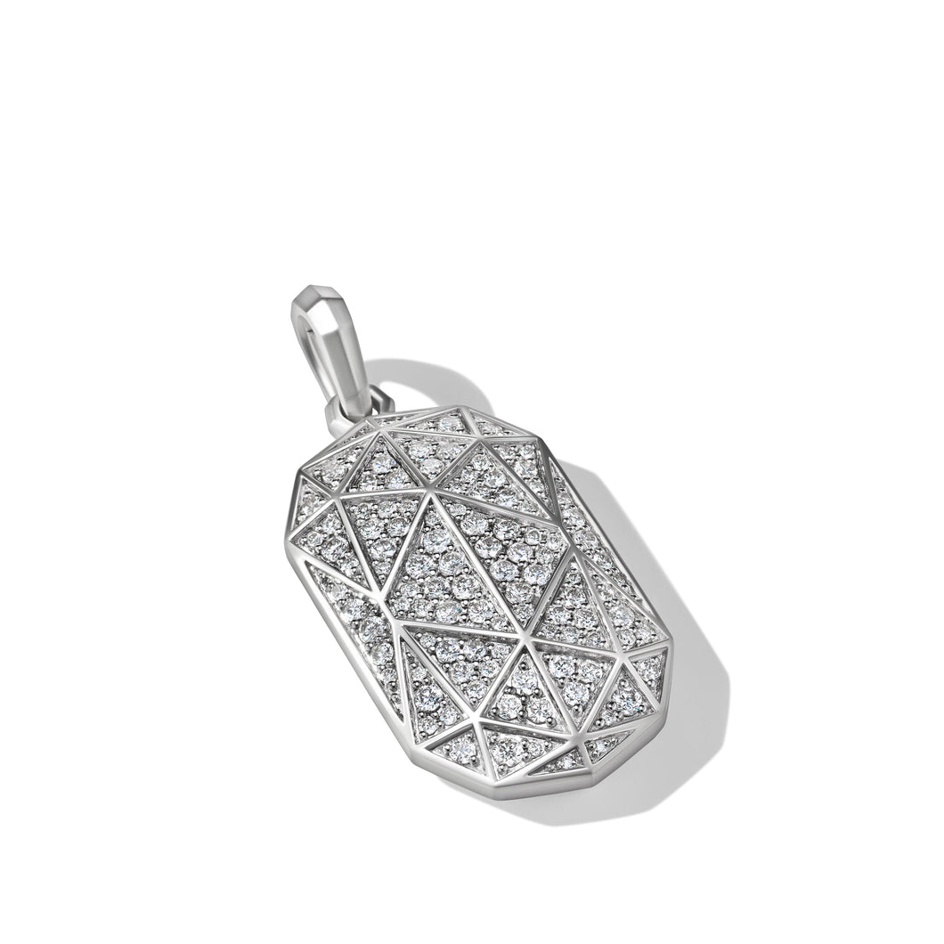 Torqued Faceted Amulet in Sterling Silver with Pave© Diamonds