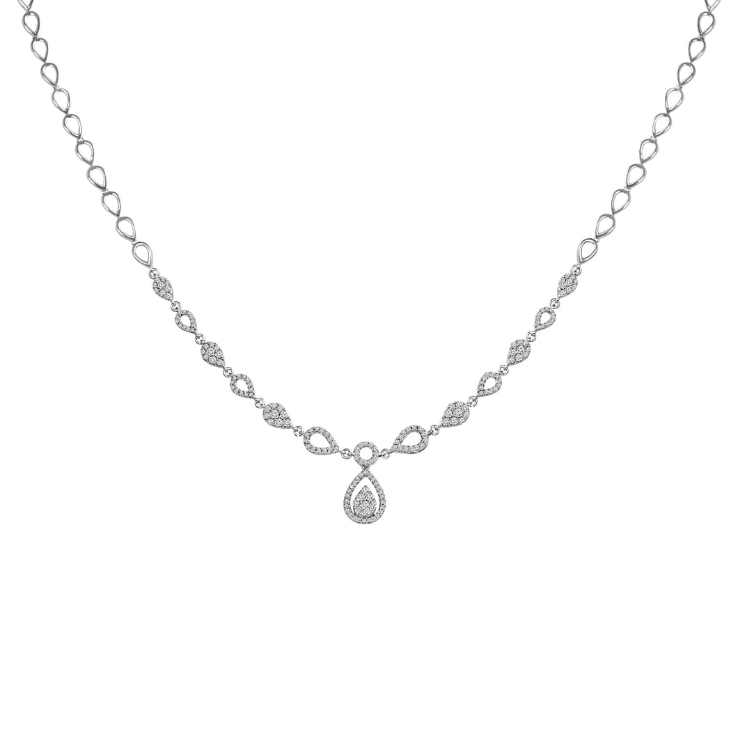 14K White Gold 1.50CTW Diamond Teardrop Necklace