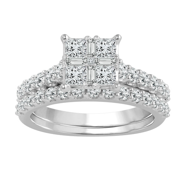 14K White Gold 1.50CTW Diamond Ring Set