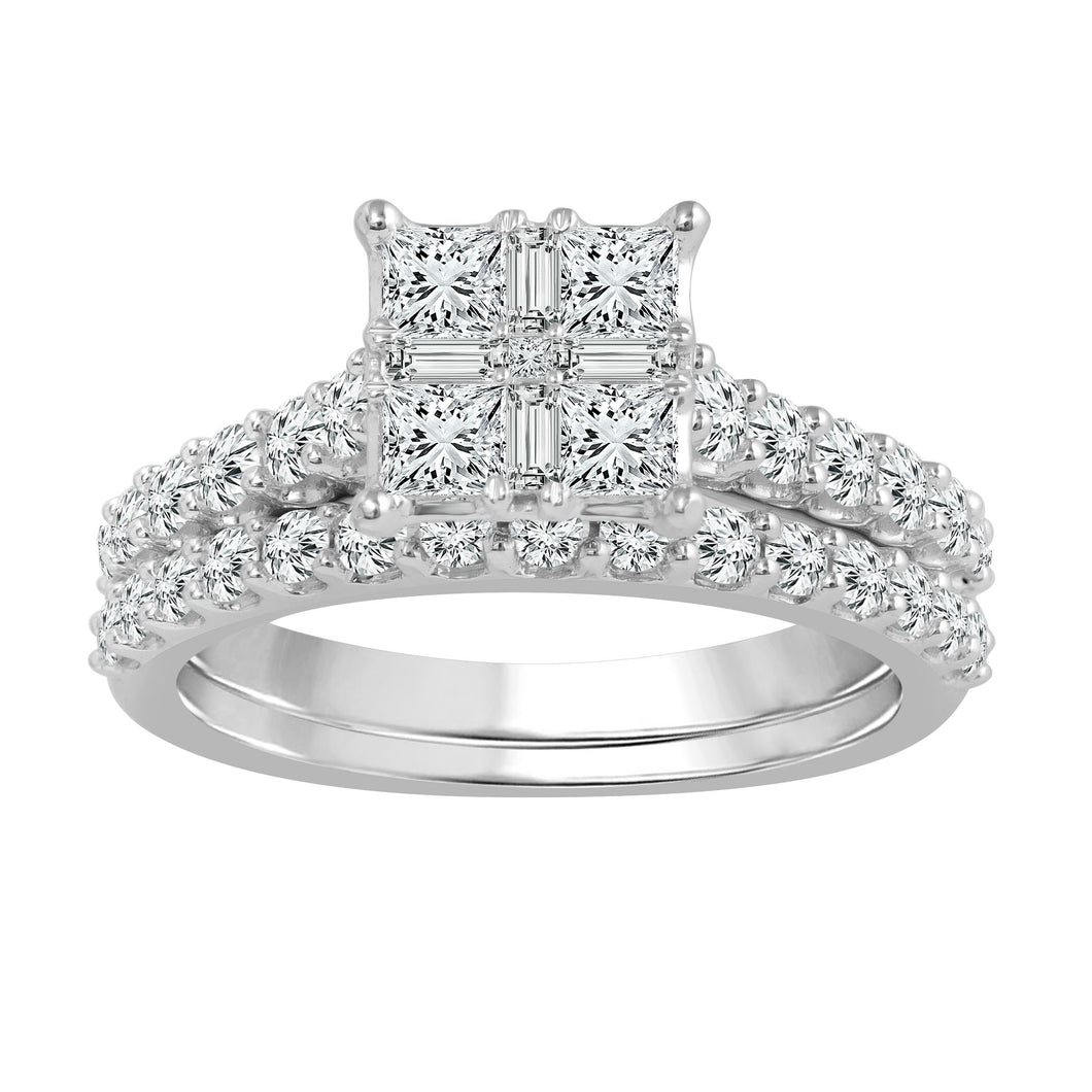 14K White Gold 1.50CTW Diamond Ring Set