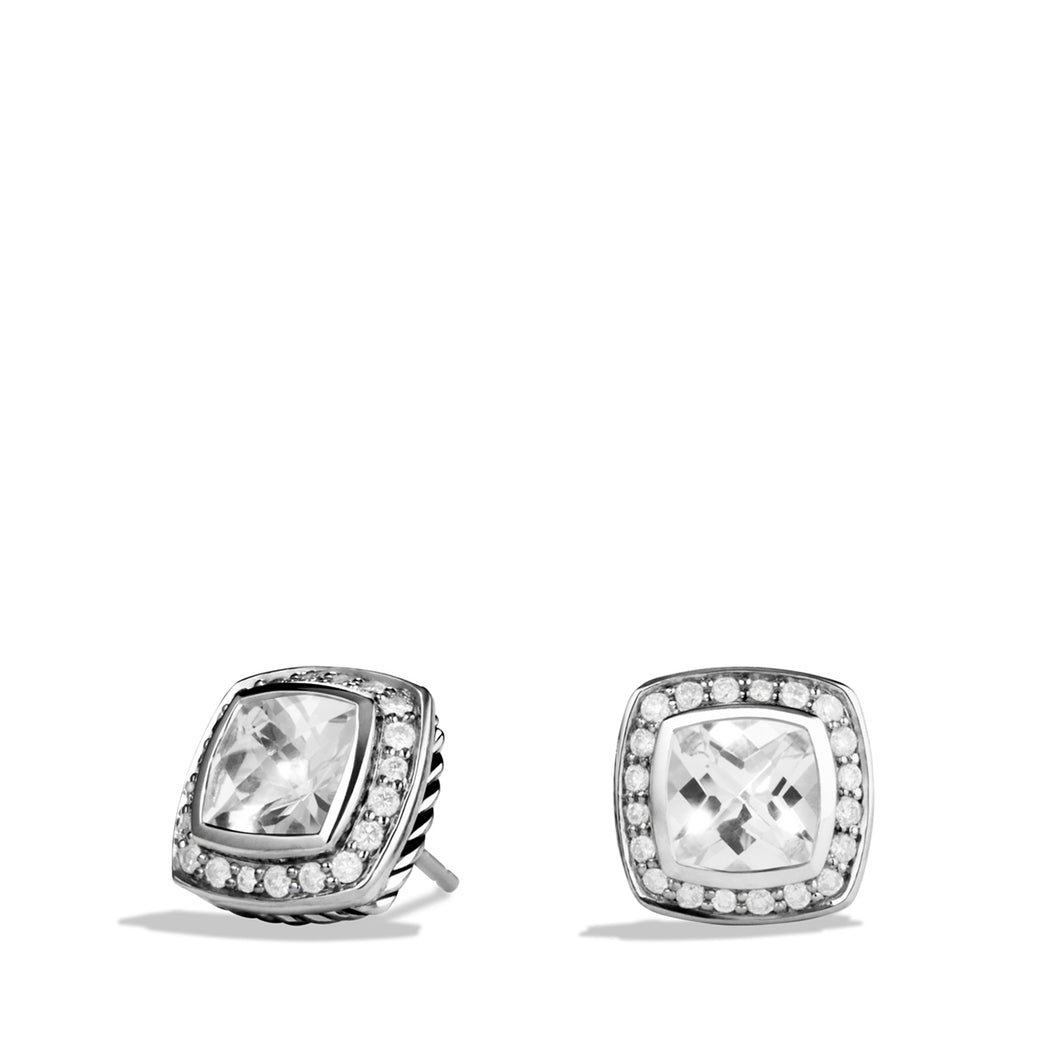 Earrings with White Topaz and Diamonds