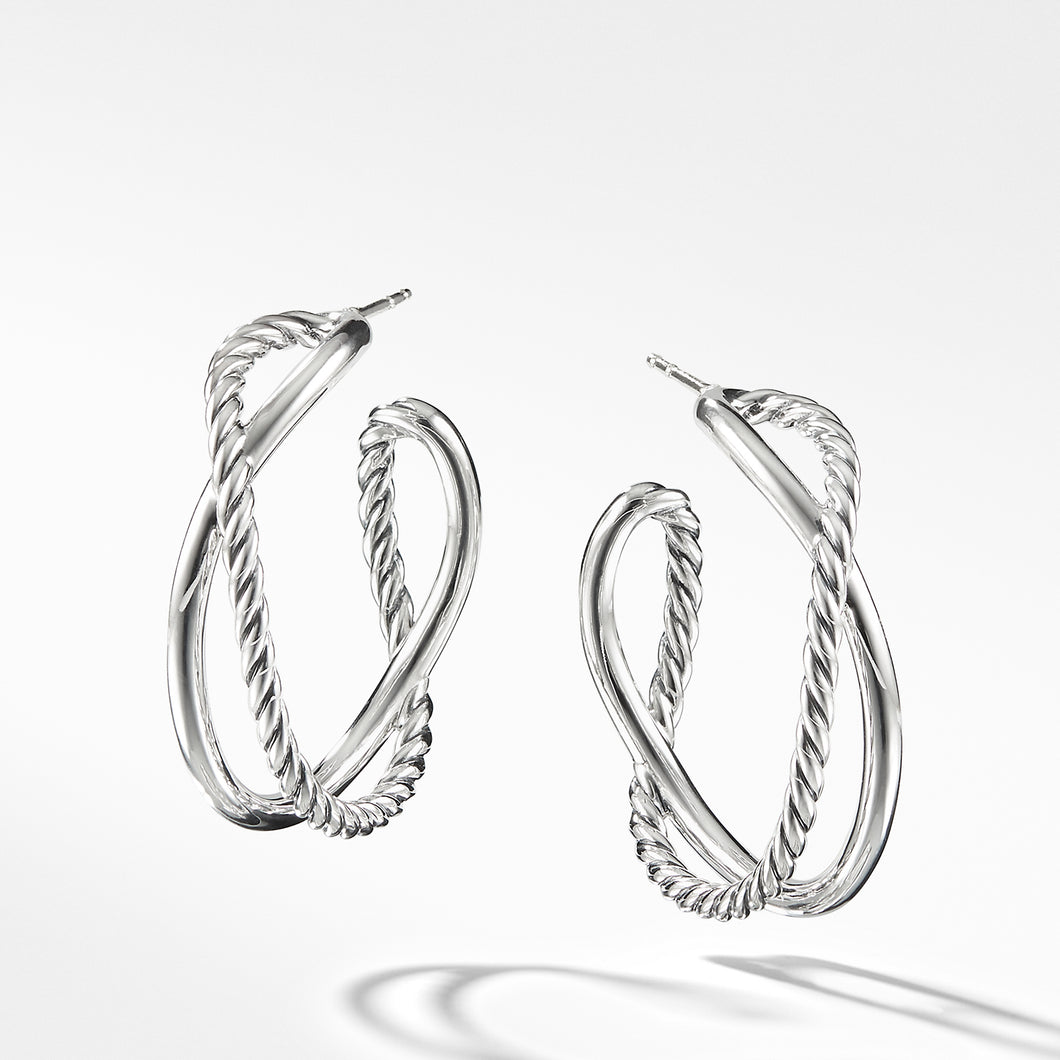 Crossover Hoop Earrings in Sterling Silver