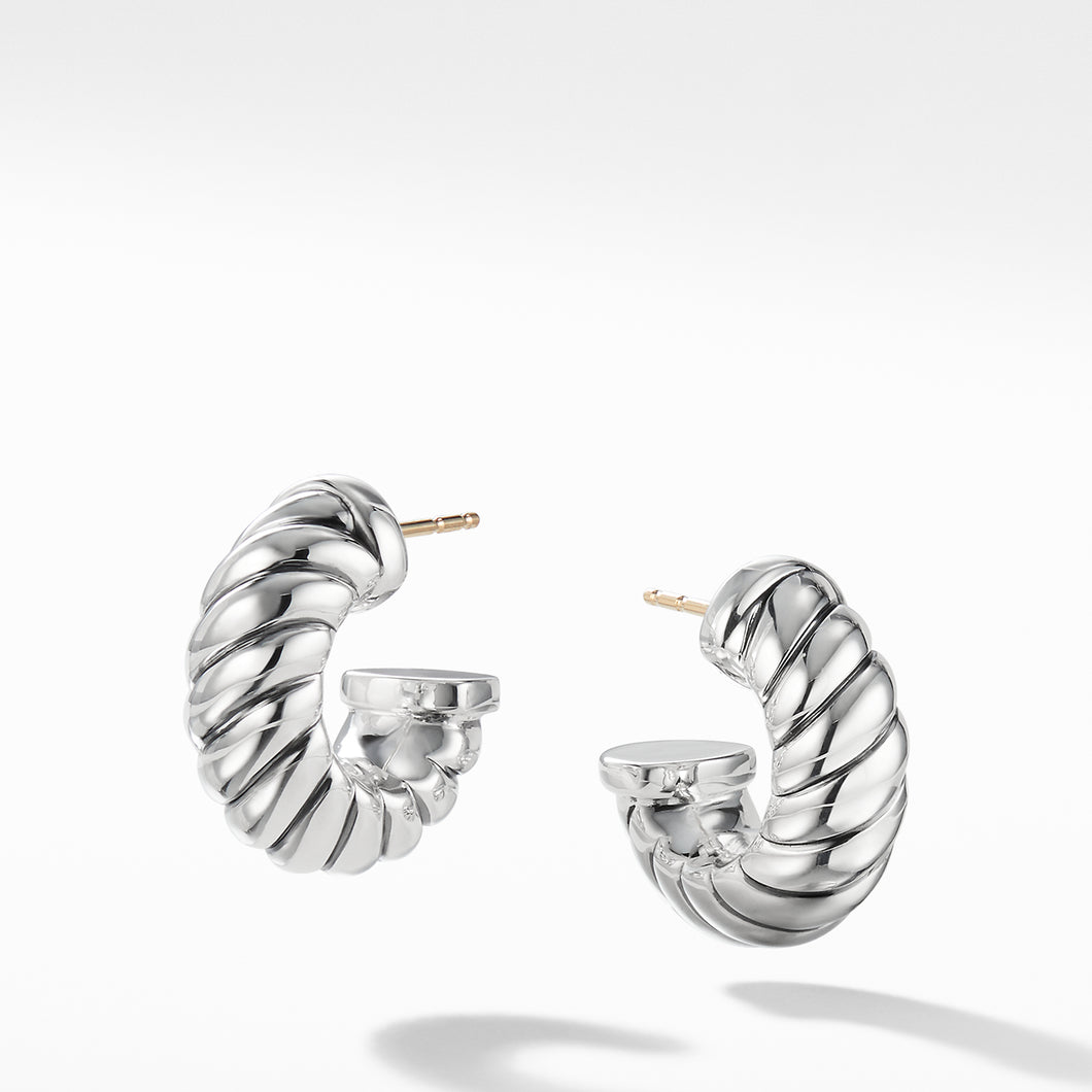 Sculpted Cable Shrimp Earrings in Sterling Silver