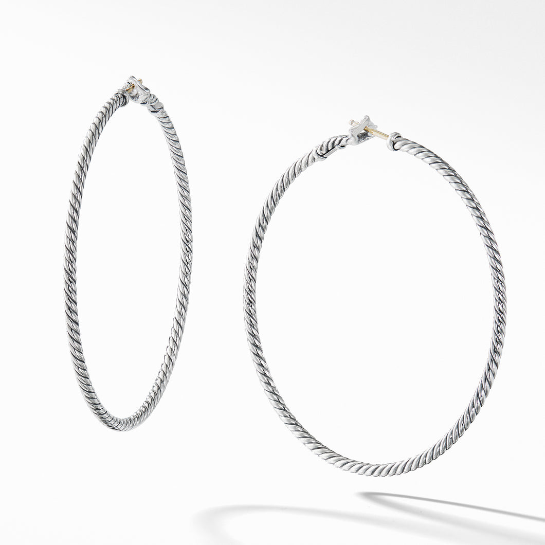 Sculpted Cable Hoop Earrings in Sterling Silver
