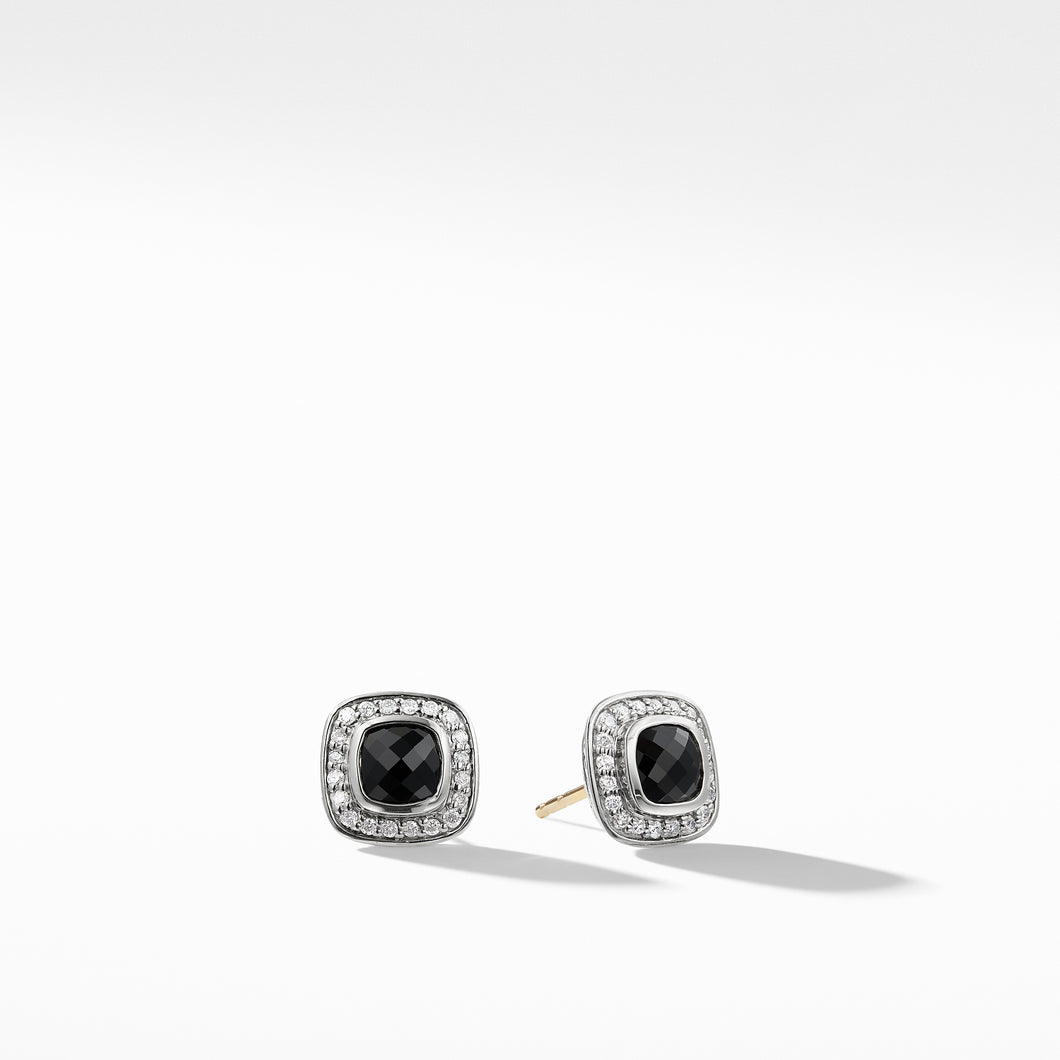 Petite Albion Earrings with Black Onyx and Diamonds