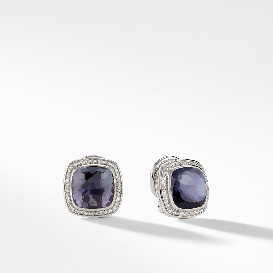 Earrings with Black Orchid and Diamonds