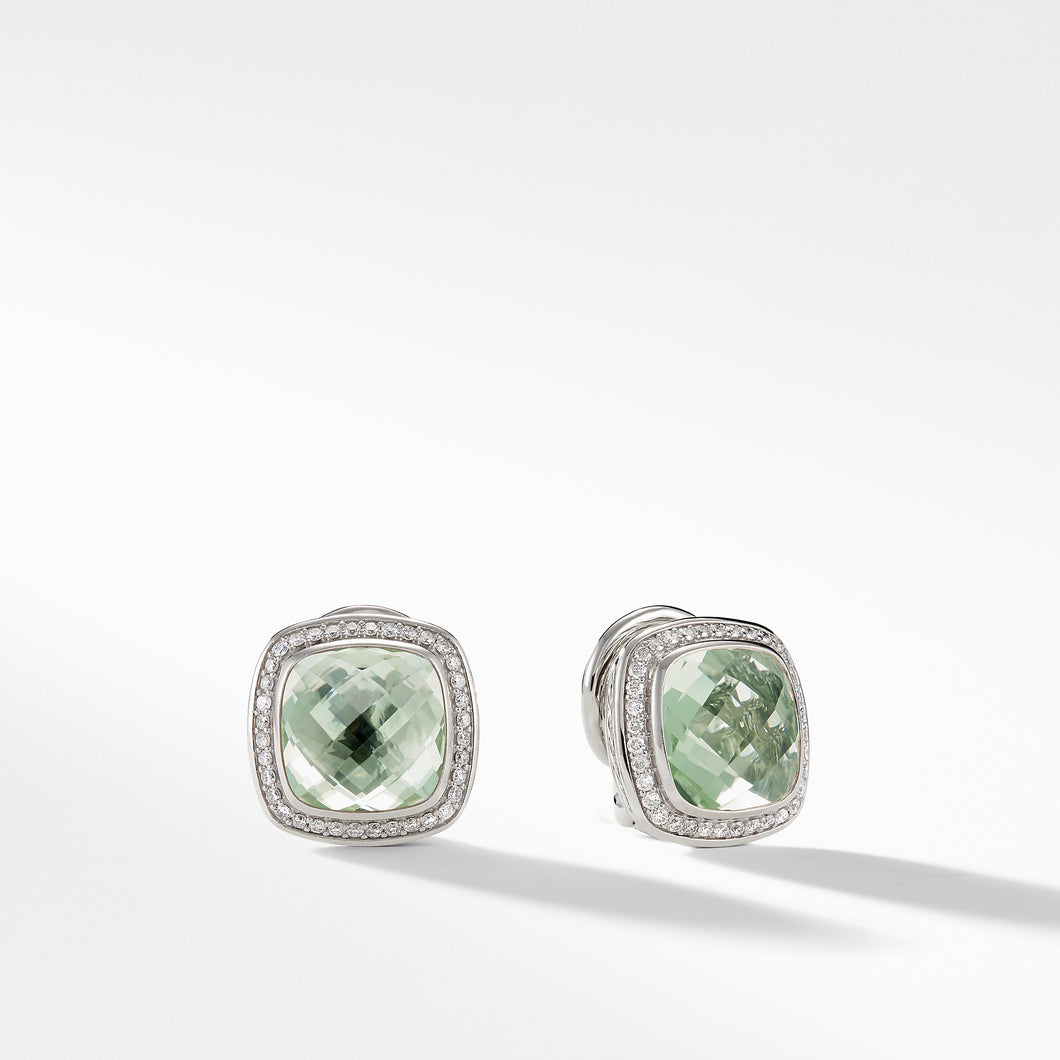 Earrings with Prasiolite and Diamonds