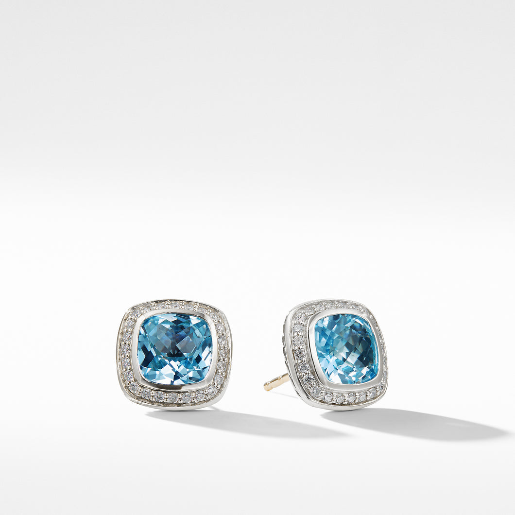 Earrings with Blue Topaz and Diamonds