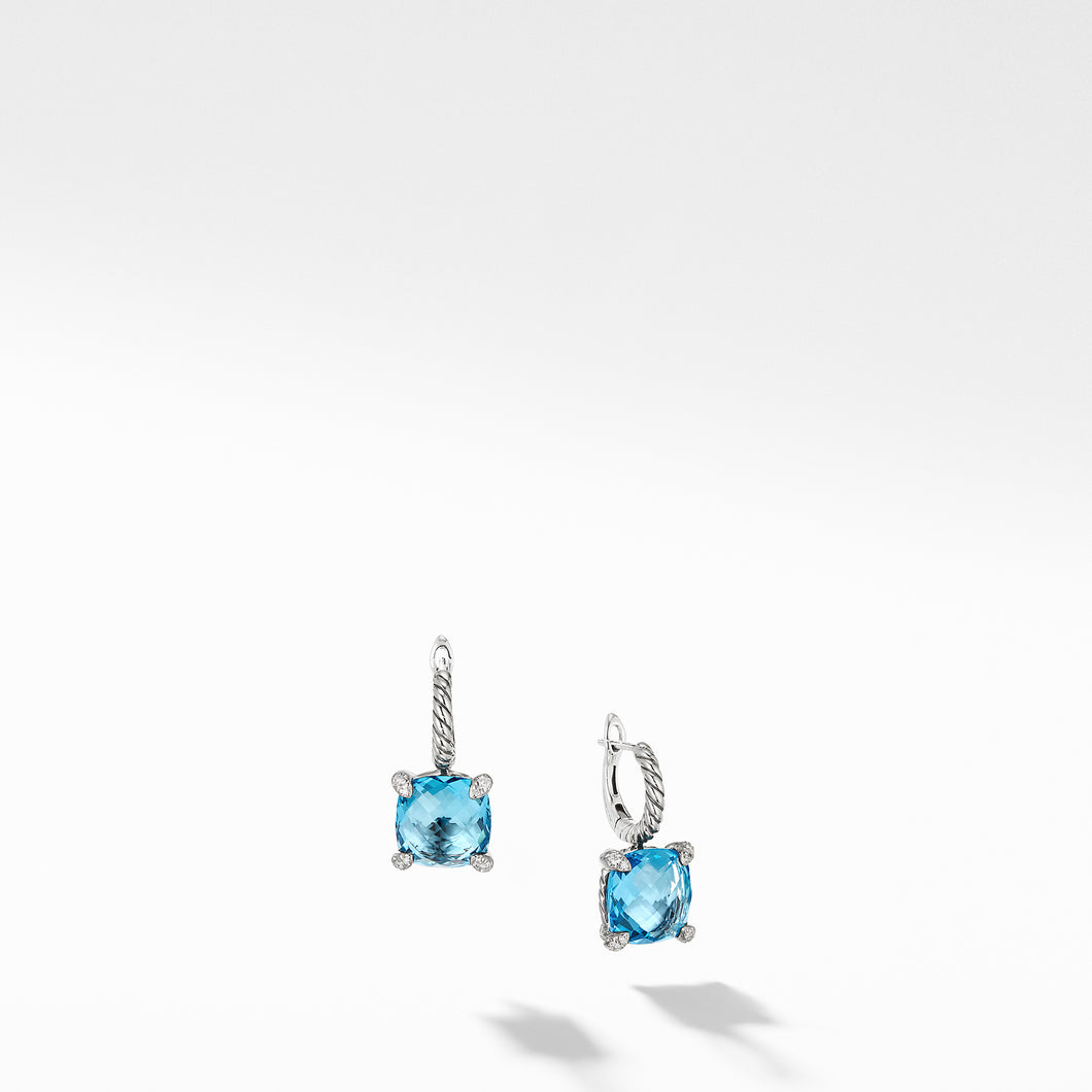 Chatelaine® Drop Earrings with Blue Topaz and Diamonds
