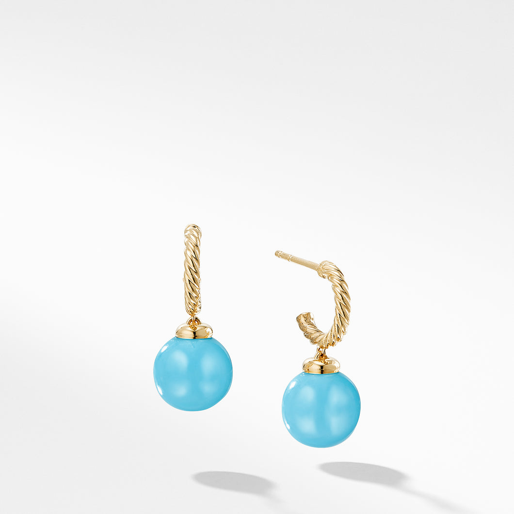 Solari Hoop Earrings with Turquoise in 18K Gold