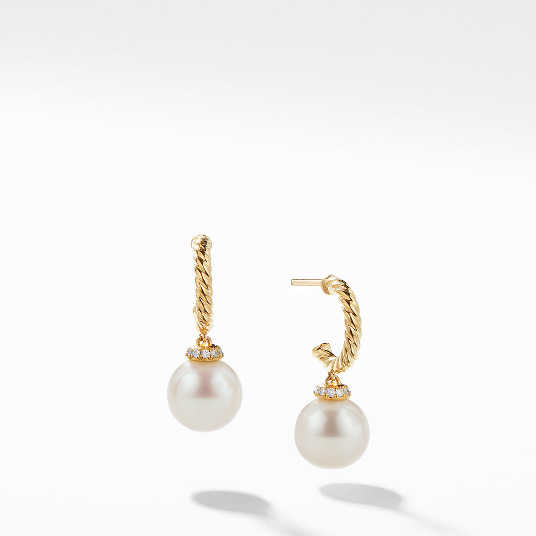 Solari Hoop Earrings with Diamonds and Pearls in 18K Gold