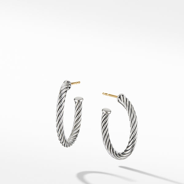 Cable Hoop Earrings in Sterling Silver