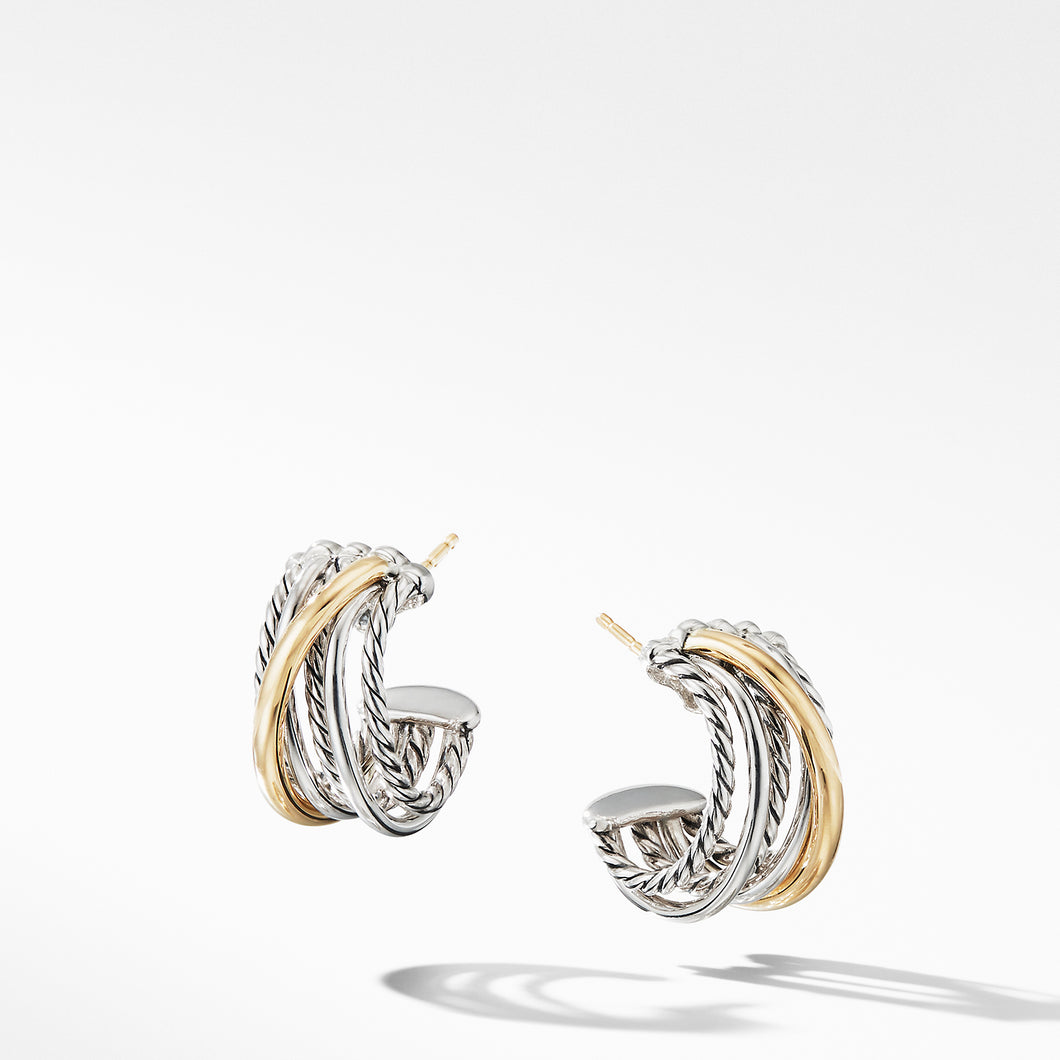 Crossover Shrimp Earrings in Sterling Silver with 18K Yellow Gold