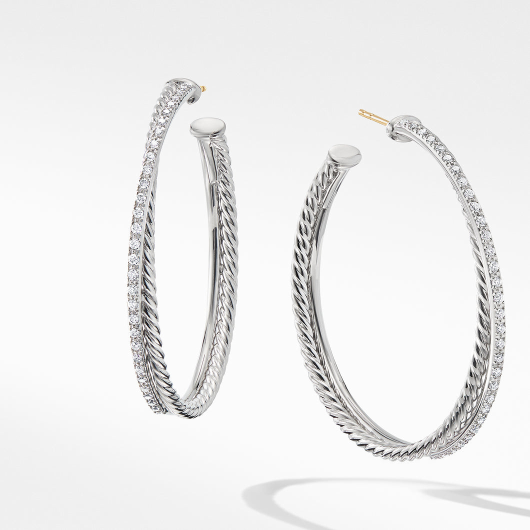 Crossover XL Hoop Earrings with Diamonds