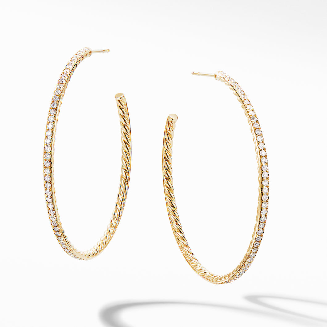 Large Hoop Earrings in 18K Yellow Gold with Pavé© Diamonds