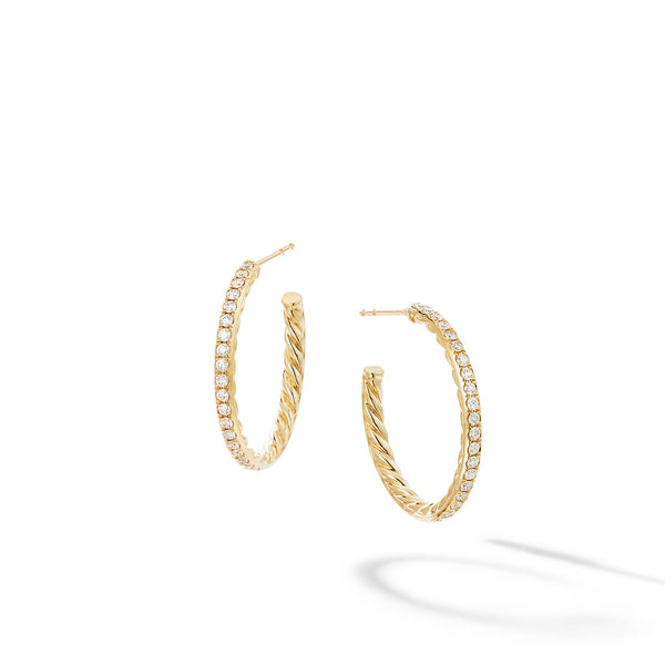 Small Hoop Earrings in 18K Yellow Gold with Pave© Diamonds