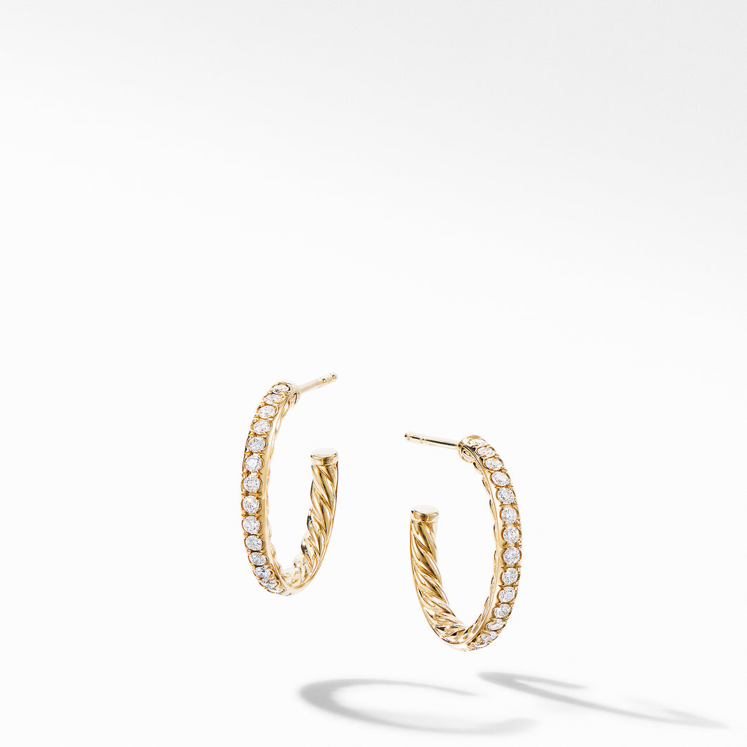 Extra-Small Hoop Earrings in 18K Yellow Gold with PavéÂ© Diamonds