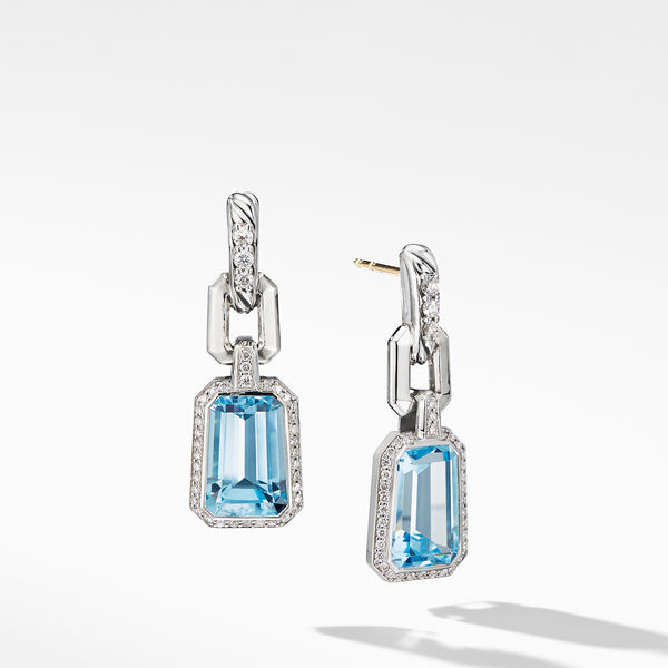 Stax Drop Earrings with Blue Topaz and Diamonds
