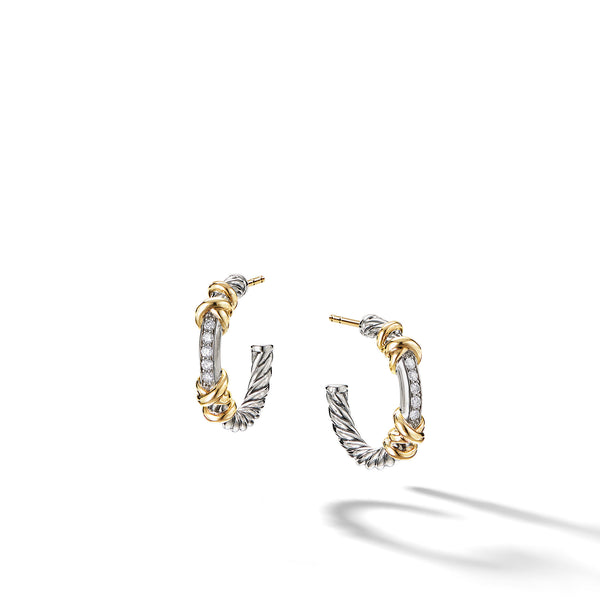 Petite Helena Hoop Earrings with 18K Yellow Gold and Diamonds