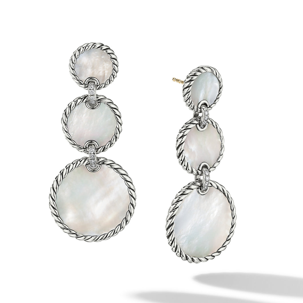 DY Elements Triple Drop Earrings with Mother of Pearl and Pavé Diamonds