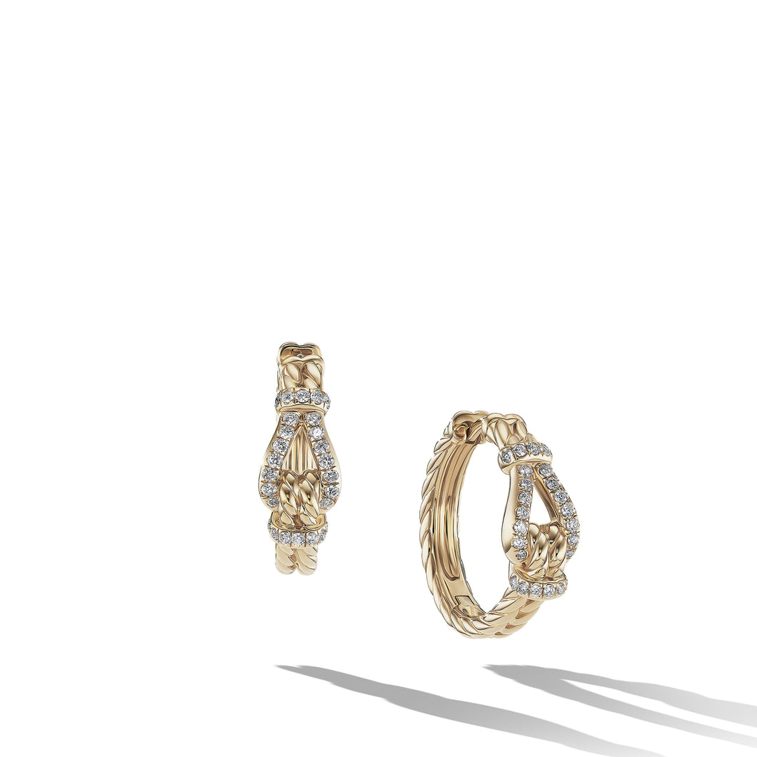 Thoroughbred Loop Hoop Earrings in 18K Yellow Gold with Pave© Diamonds
