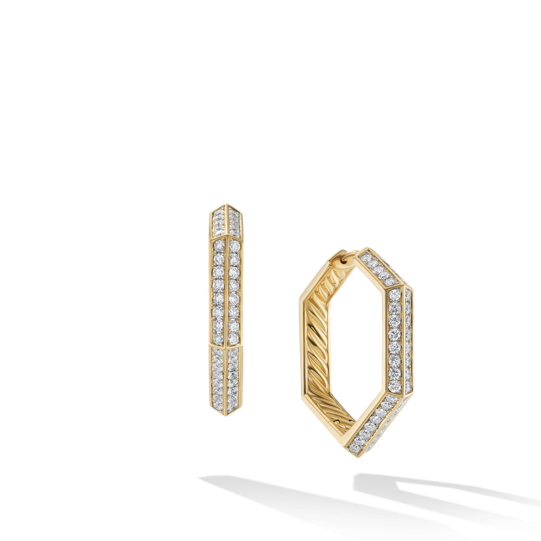 Carlyle Hoop Earrings in 18K Yellow Gold with Pave© Diamonds