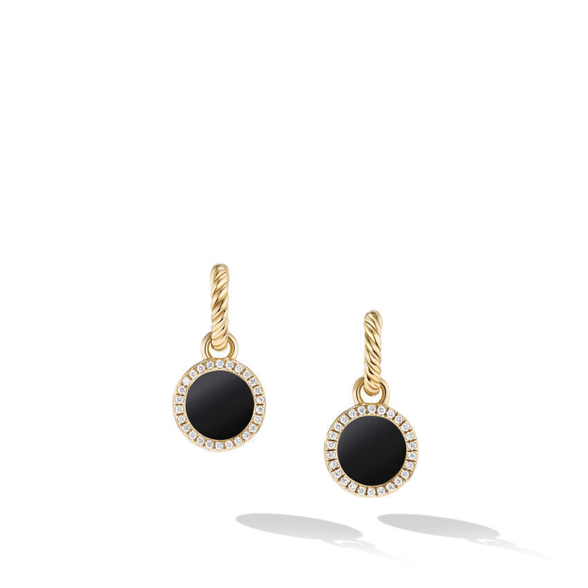 Petite DY Elements Drop Earrings in 18K Yellow Gold with Black Onyx and Pave© Diamonds