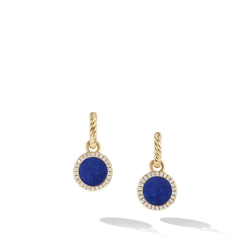 Petite DY Elements® Drop Earrings in 18K Yellow Gold with Lapis and Pavé© Diamonds