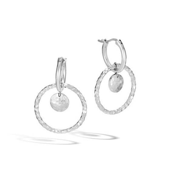 Dot Hammered Silver Interlink Drop Earrings