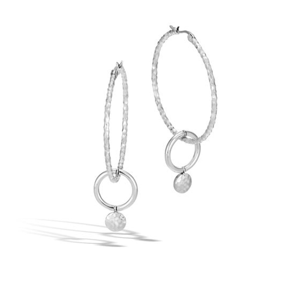 Women's Hammered Interlink Drop Earring