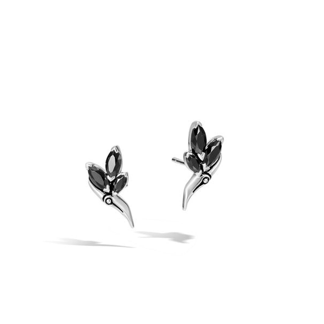 Women's Stud Earrings with Black Spinel