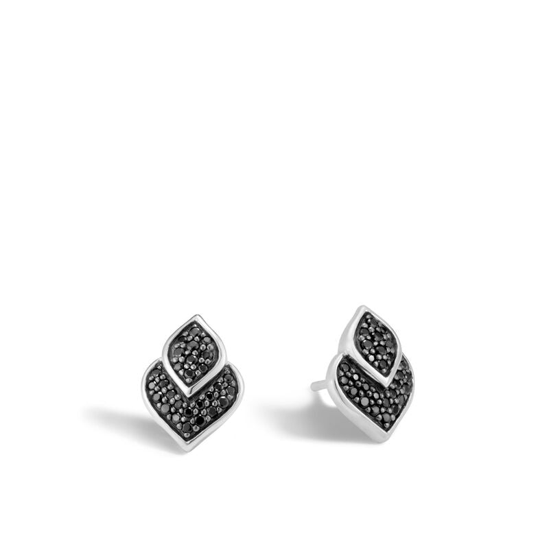 Naga Stud Earring with Black Sapphire, Black Spinel