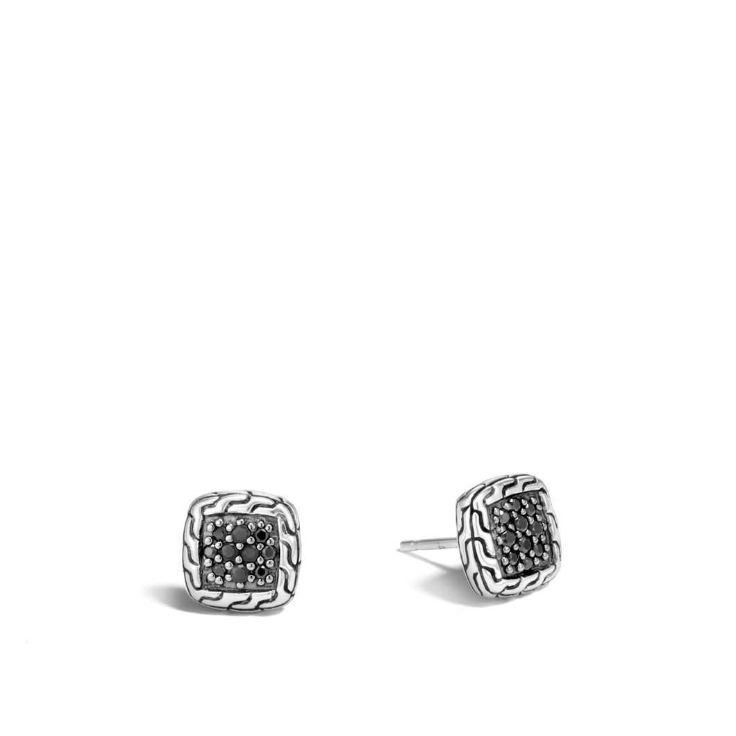 Classic Chain Stud Earring with Black Sapphire