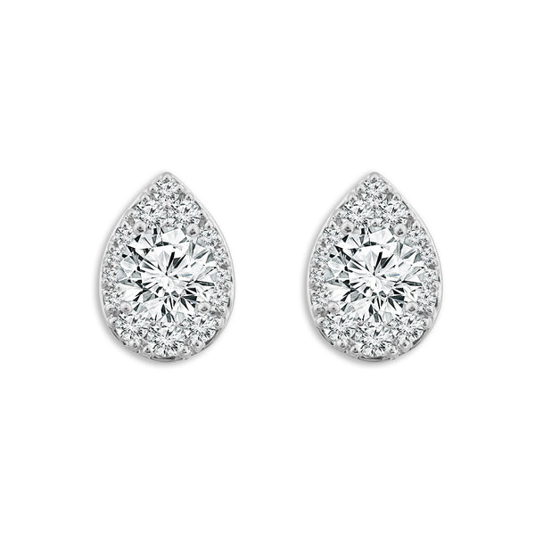 14K White Gold 1.00 CTW Diamond Aura Pear Shape Earrings