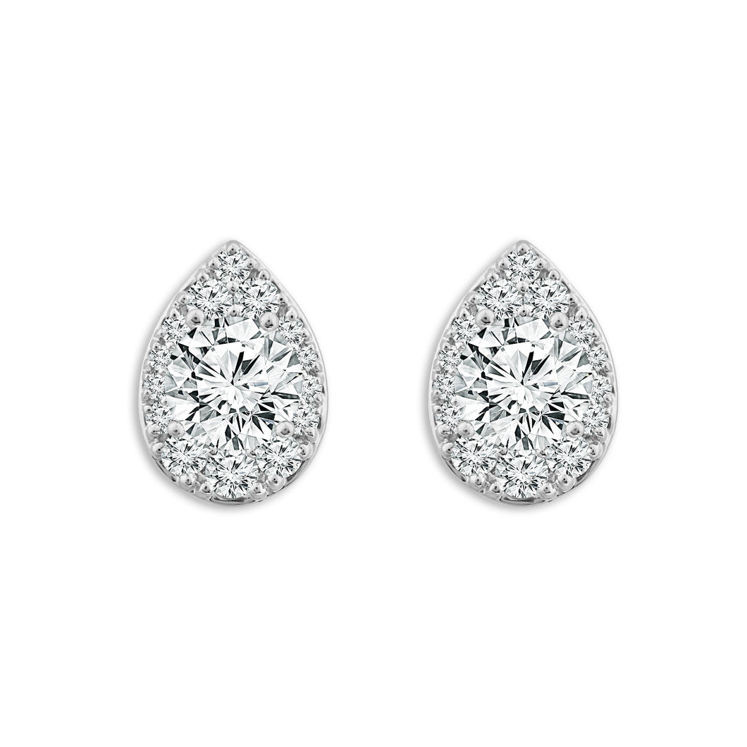 14K White Gold 1.00 CTW Diamond Aura Pear Shape Earrings