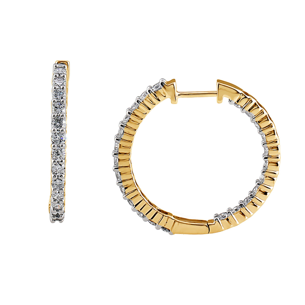 Diamond In & Out Hoop Earrings - Gold