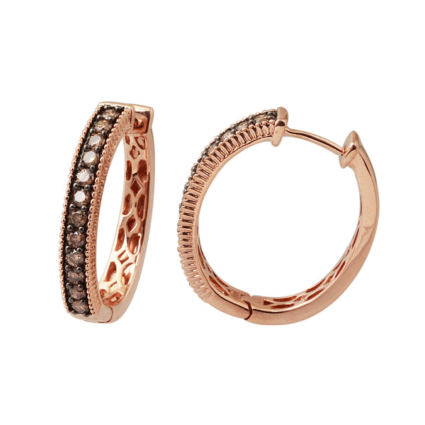 1.0 CTW Brown Diamond Hoop Earring