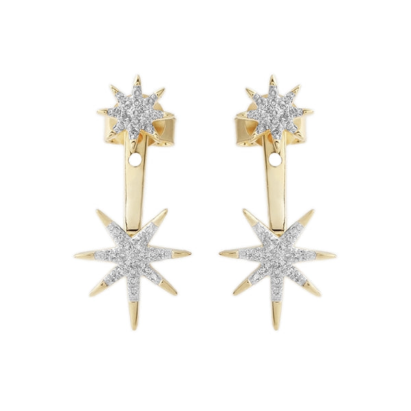 14K Yellow Gold 0.18 CTW Diamond Star Drop Earring