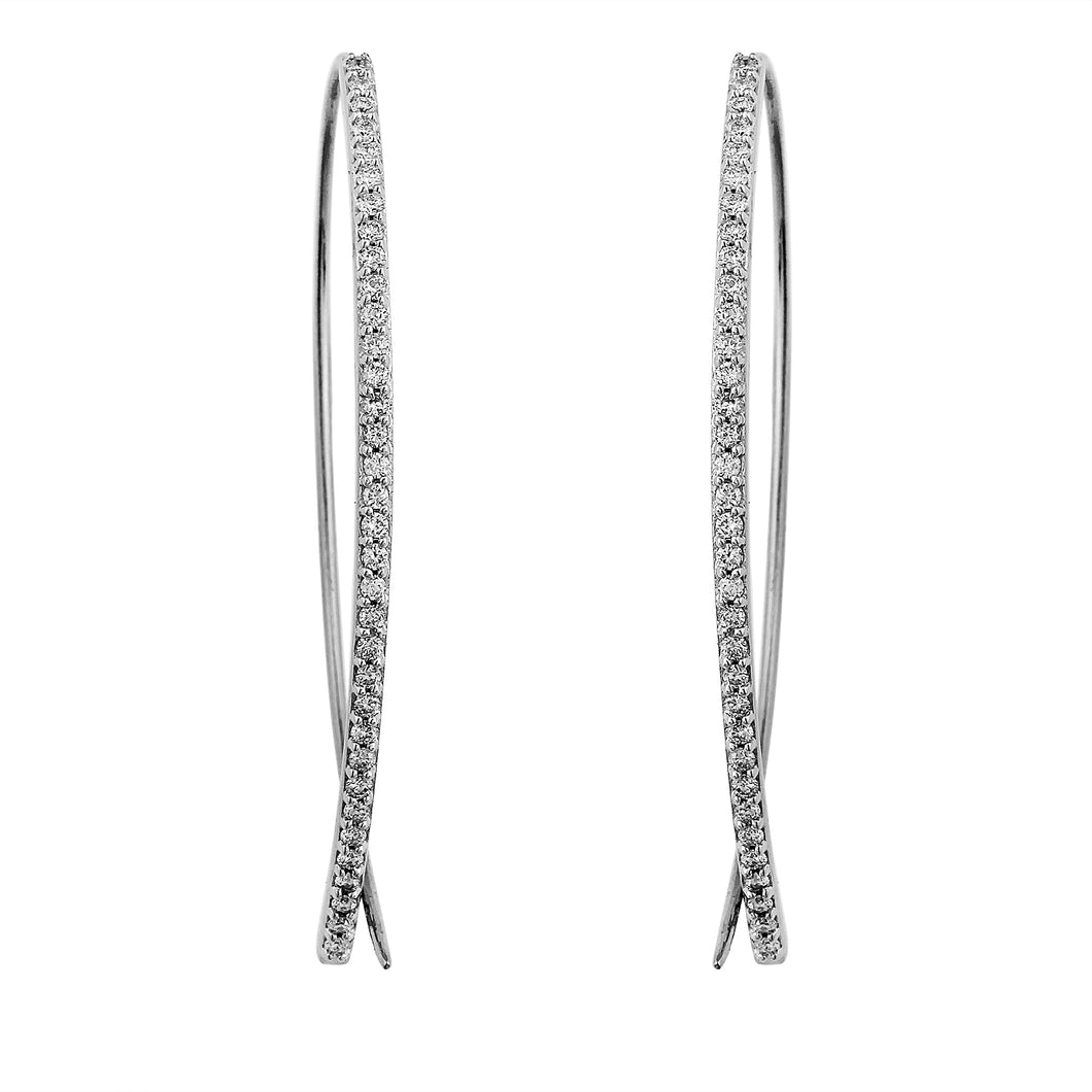 Halo Lab-Grown Diamond Open Hoop Earrings - Sterling Silver (.75 ct. tw.)